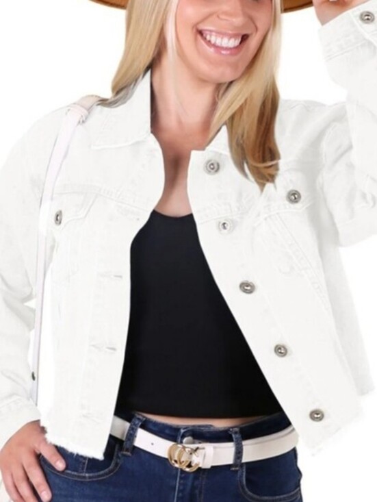 Anna-Kaci Jackets & Blazers - Anna Kaci- White Denim Jacket. Sz Sm.